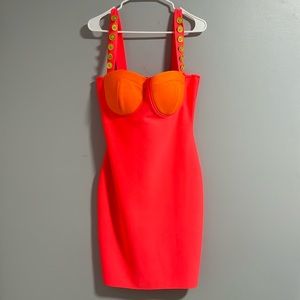 Neon pink and orange bandage dress!